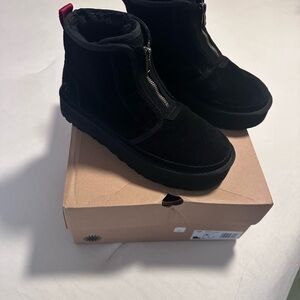UGG Neumel Platform Zip Black Shearling Lined Boots